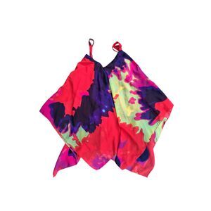 UNIQUE SPECTRUM Plus Size 3X Watercolor Abstract Drape Top - Summer, Festival